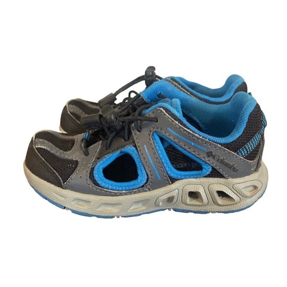 Columbia Toddler 8 Shoes Water Hiking Sandals Gray Blue Sneakers Closed Toe - Picture 1 of 11